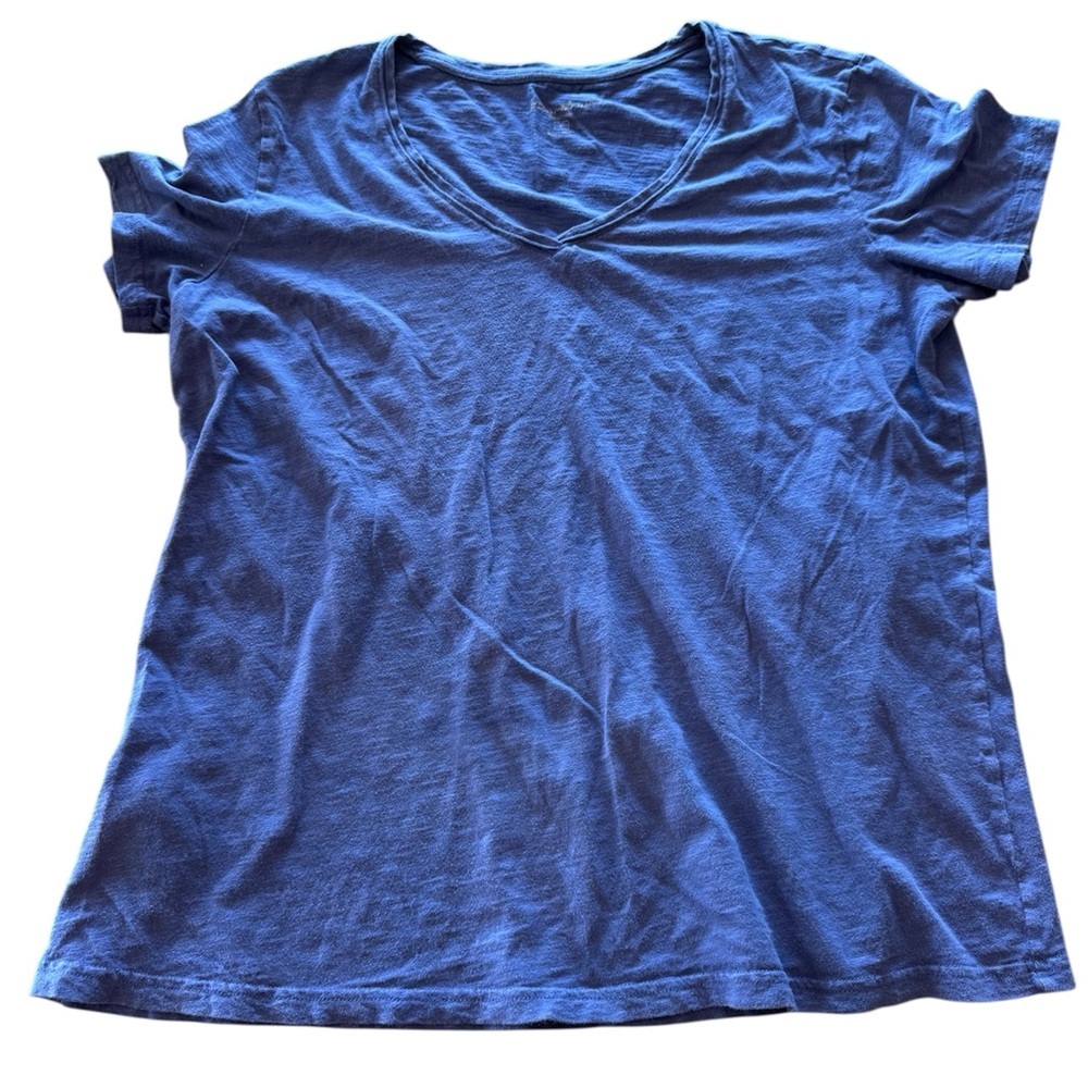 Eddie Bauer Blue V-Neck Short Sleeve T-Shirt L